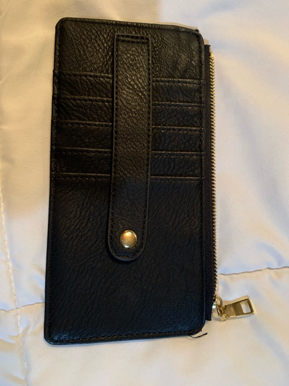 Black Zip-Around Leather Card Wallet